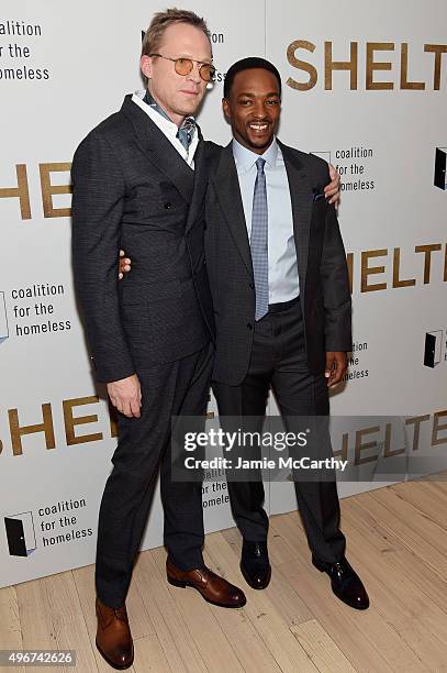 Writer/director Paul Bettany and actor Anthony Mackie attend the "Shelter" New York Premiere at The Whitney Museum of American Art on November 11,...