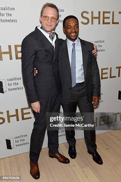 Writer/director Paul Bettany and actor Anthony Mackie attend the "Shelter" New York Premiere at The Whitney Museum of American Art on November 11,...