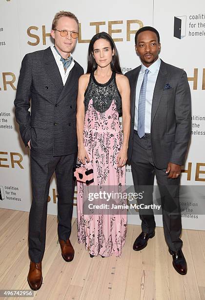 Writer/director Paul Bettany and actors Anthony Mackie and Jennifer Connelly attends the "Shelter" New York Premiere at The Whitney Museum of...