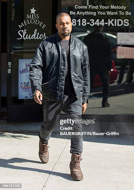 Kanye West is seen on November 11, 2015 in Los Angeles, California.