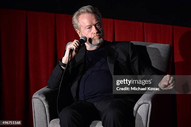 Filmmaker Ridley Scott speaks onstage at 'On Directing: A Conversation with Ridley Scott' during AFI FEST 2015 presented by Audi at TCL Chinese 6...