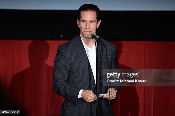 Variety's Scott Foundas speaks onstage at 'On Directing: A Conversation with Ridley Scott' during AFI FEST 2015 presented by Audi at TCL Chinese 6...