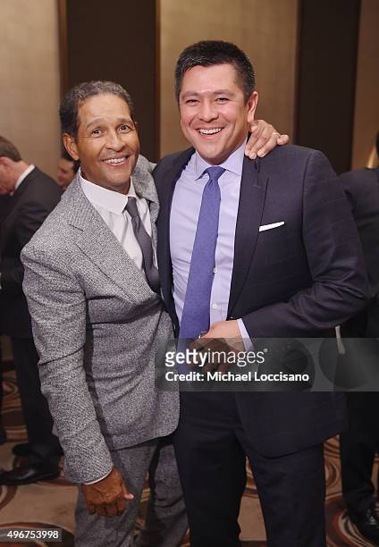 Bryant Gumbel and Real Sports correspondent Carl Quintanilla attend HBO's Real Sports With Bryant Gumbel 20th Anniversary at Aureole on November 11,...