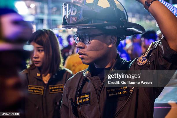 Crime scene is seen after a bomb exploded outside a religious shrine in central Bangkok, Thailand on August 17, 2015. An explosion at Erawan Shrine,...