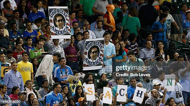 Fans show there support during the Cricket All-Stars Series at Minute Maid Park on November 11, 2015 in Houston, Texas.