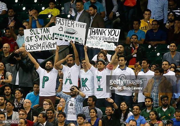 Fans show there support during the Cricket All-Stars Series at Minute Maid Park on November 11, 2015 in Houston, Texas.