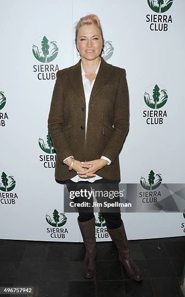 Actress Lucy Lawless attends the Sierra Club's Act In Paris, a night of comedy and climate action at Heath at the McKittrick Hotel on November 11,...