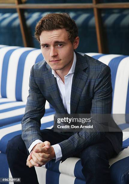 Callan McAuliffe arrives ahead of the Pretty Shady launch at Cafe Del Mar on November 12, 2015 in Sydney, Australia.