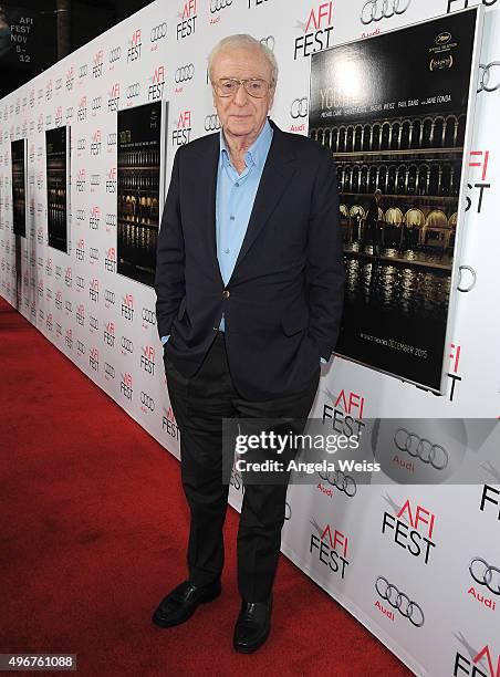 Actor Michael Caine arrives at the AFI FEST 2015 Presented by Audi Screening of Fox Searchlight Pictures' "Youth" at the Egyptian Theatre on November...