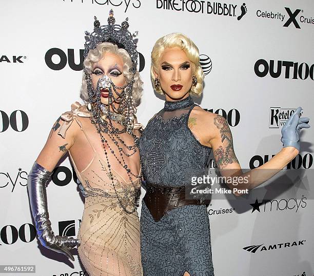 Violet Chachki and Miss Fame attend the 2015 OUT 100 Celebration at Guastavino's on November 11, 2015 in New York City.