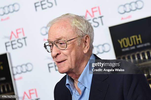 Actor Michael Caine arrives at the AFI FEST 2015 Presented by Audi Screening of Fox Searchlight Pictures' "Youth" at the Egyptian Theatre on November...