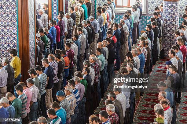 muslim friday mass prayer in turkey - namaz stock pictures, royalty-free photos & images