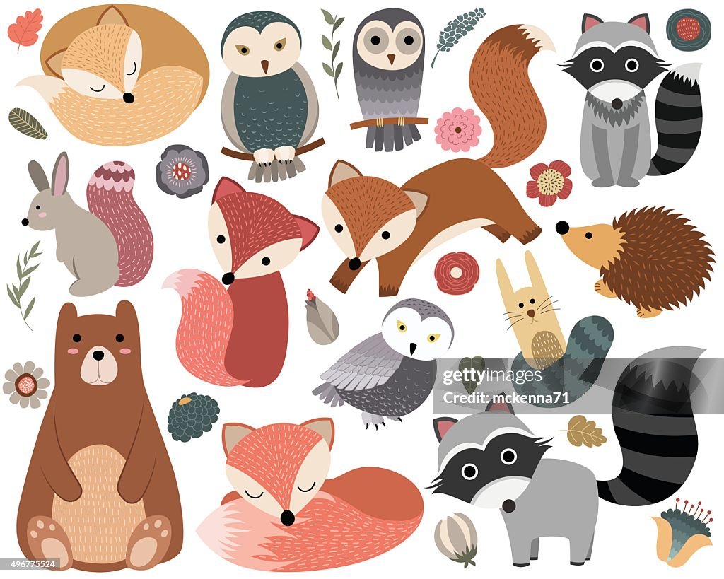 Wald und Wald-Tiere Design-Elemente
