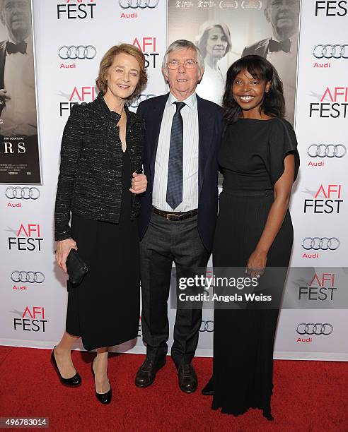 Actors Charlotte Rampling, Tom Courtenay and AFI FEST Director Jacqueline Lyanga arrive at the AFI FEST 2015 Presented by Audi Tribute to Charlotte...