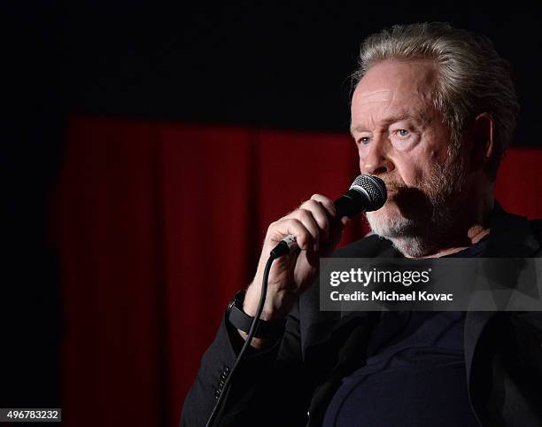 Filmmaker Ridley Scott attends 'On Directing: A Conversation with Ridley Scott' during AFI FEST 2015 presented by Audi at TCL Chinese 6 Theatres on...