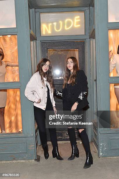 Models Sama Abu Khadra and Haya Abu Khadra attend the August Getty Atelier SS 2016 'The Thread Of Man' Presentation With David LaChapelle at...