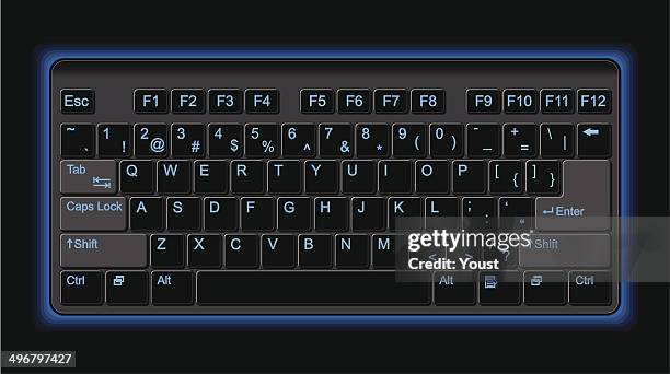 Blue Backlit Gaming Keyboard High-Res Vector Graphic