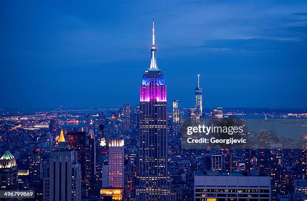 el edificio empire state - empire state building fotografías e imágenes de stock