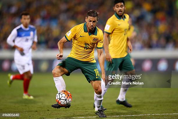 Nathan Burns of the Socceroos in action during the 2018 FIFA World Cup Qualification match between the Australian Socceroos and Kyrgyzstan at GIO...