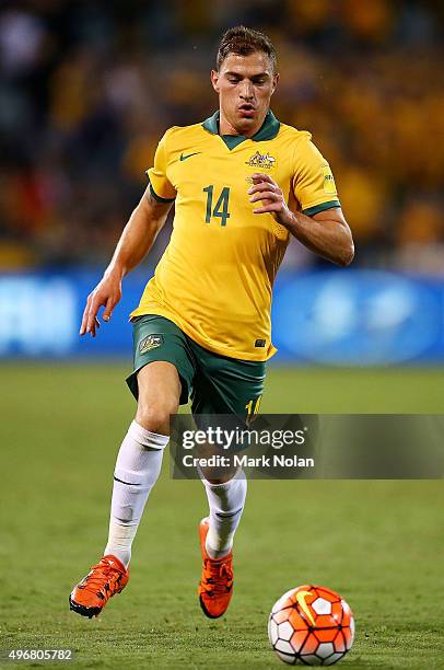 James Troisi of the Socceroos in action during the 2018 FIFA World Cup Qualification match between the Australian Socceroos and Kyrgyzstan at GIO...
