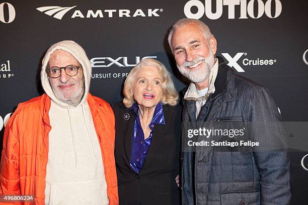 Larry Kramer, Edie Windsor and David Webster attend 2015 Out100 Celebration at Gustavino's on November 11, 2015 in New York City.