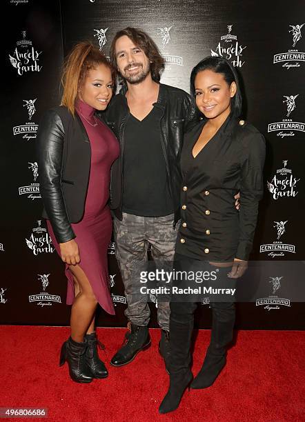 Danielle Milian, Richard Flores, and Host Christina Milian attend Gran Centenario Tequila presents Angels On Earth at the Sunset Tower on November...