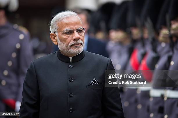 Indian Prime Minister Narendra Modi inspects a Guard of Honour on November 12, 2015 in London, England. Modi began a three-day visit to the United...