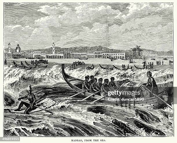madras from the sea - chennai stock illustrations