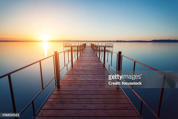 sunset over water - viewpoint balaton stock pictures, royalty-free photos & images