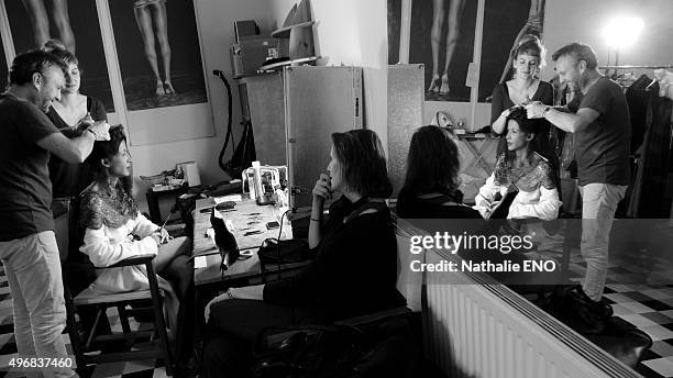 Actress Sophie Marceau is photographed filming ARTE "Une histoire d'ame" for Self Assignment on October 23, 2015 in Paris, France.