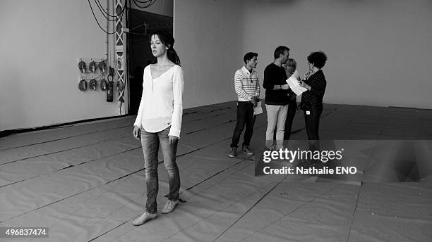 Actress Sophie Marceau is photographed filming ARTE "Une histoire d'ame" for Self Assignment on October 23, 2015 in Paris, France.