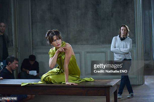 Actress Sophie Marceau is photographed filming ARTE "Une histoire d'ame" for Self Assignment on October 23, 2015 in Paris, France.