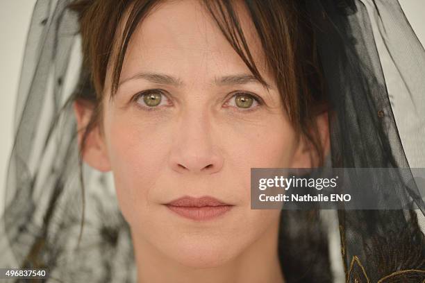 Actress Sophie Marceau is photographed filming ARTE "Une histoire d'ame" for Self Assignment on October 23, 2015 in Paris, France.