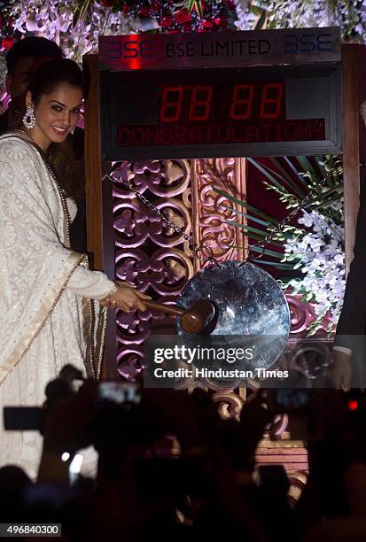 Bollywood actress Isha Koppikar during the special Muhurat Trading session on the occasion of Diwali at the Bombay Stock Exchange on November 11,...