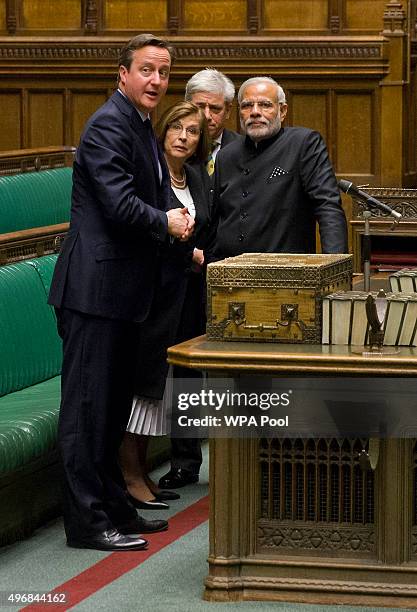 British Prime Minister David Cameron, Speaker House of Lords Baroness D'Souza, Britain's Speaker of the House of Commons John Bercow and Indian Prime...