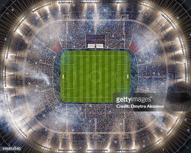 tige avec vue sur le stade de football - aerial football photos et images de collection