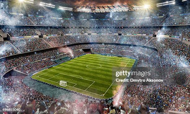 fußballstadion obermaterial blick - stadion flutlicht stock-fotos und bilder