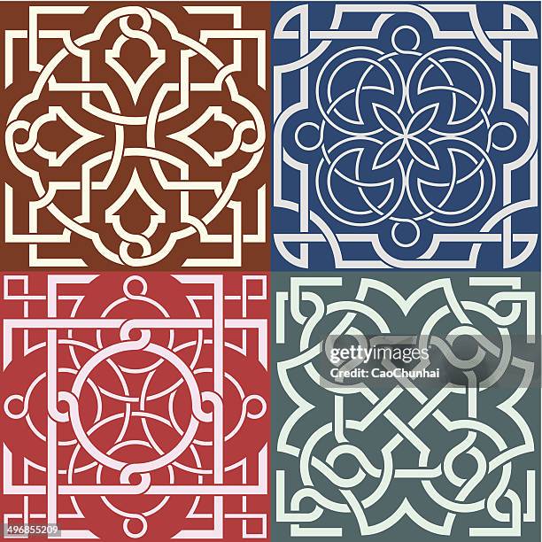 square patterns-celtic knot style - celtic style stock illustrations