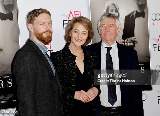 Tristan Goligher, Charlotte Rampling and Tom Courtenay attend a tribute to Charlotte Rampling and Tom Courtenay at AFI FEST 2015 presented by Audi at...