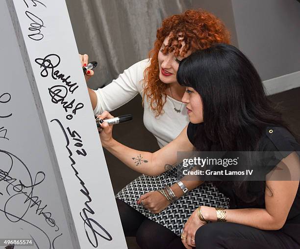 Alexandra Roxo and Natalia Leite visit AOL Studios on November 12, 2015 in New York City.