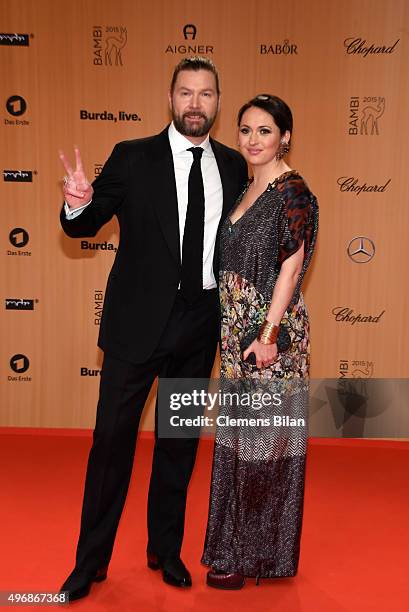 Rea Garvey and his wife Josephine Garvey attend the Bambi Awards 2015 at Stage Theater on November 12, 2015 in Berlin, Germany.