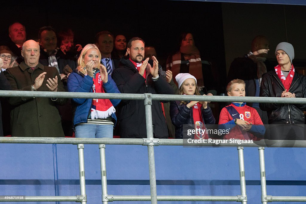Norwegian Royals Attend Play Off Game Between Norway and Hungary