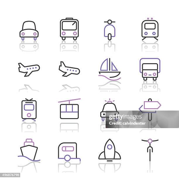 transportation icons set 1 | purple line series - paris metro stock illustrations