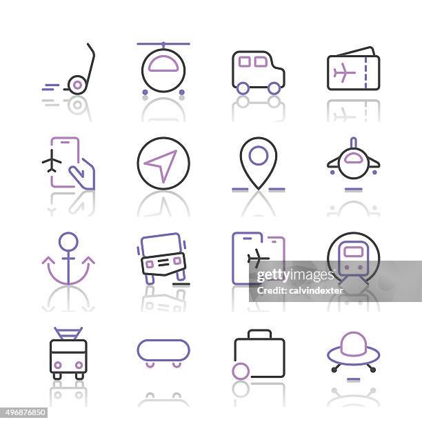 transportation icons set 2 | purple line series - paris metro stock illustrations