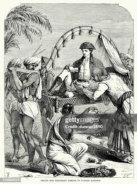 chait singh rendering homage to warren hastings - warren connecticut stock illustrations