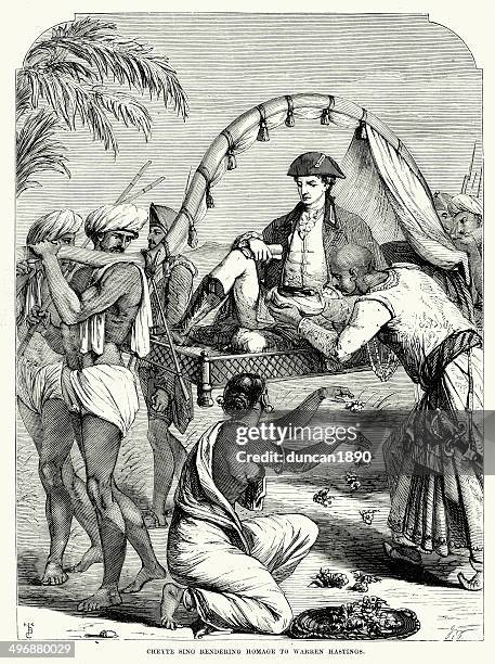 chait singh rendering homage to warren hastings - warren stock illustrations