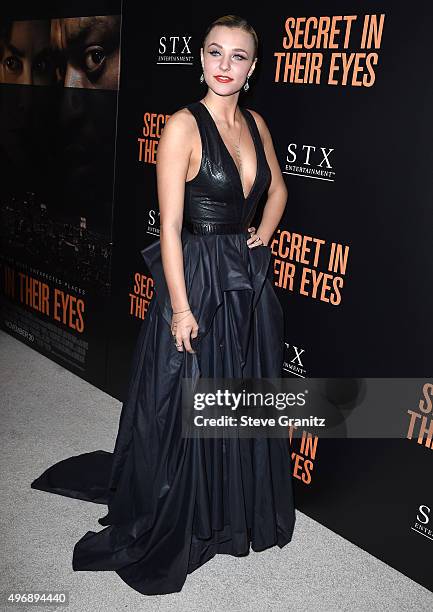 Maty Noyes arrives at the Premiere Of STX Entertainment's "Secret In Their Eyes" on November 11, 2015 in Westwood, California.