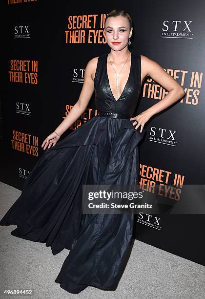 Maty Noyes arrives at the Premiere Of STX Entertainment's "Secret In Their Eyes" on November 11, 2015 in Westwood, California.