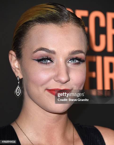 Maty Noyes arrives at the Premiere Of STX Entertainment's "Secret In Their Eyes" on November 11, 2015 in Westwood, California.