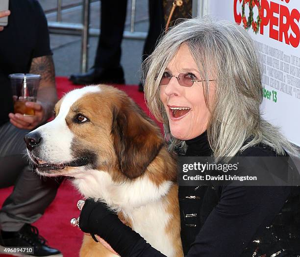 Actress Diane Keaton and Bolt attend the premiere of CBS Films' "Love the Coopers" at Park Plaza at The Grove on November 12, 2015 in Los Angeles,...